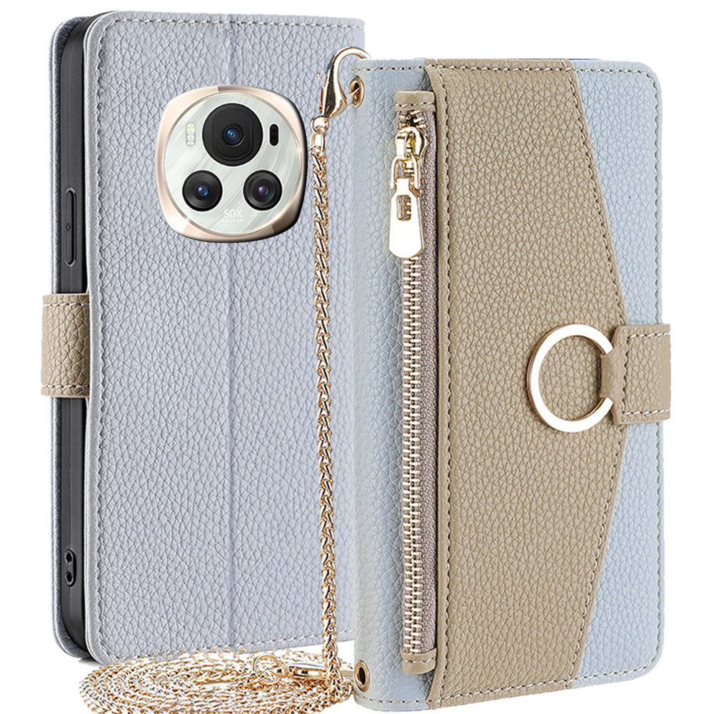 For Honor Magic6 5G Makeup Mirror Zipper Pocket Phone Cover Leather Case with Shoulder Strap For Honor Magic6 5G Makeup Mirror Zipper Pocket Phone Cover Leather Case with Shoulder Strap